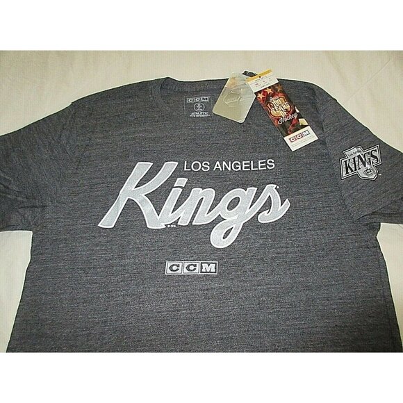 Los Angeles Kings NHL CCM Men's SS Logo T Shirt Grey Silver White Size Small NWT - Picture 1 of 4